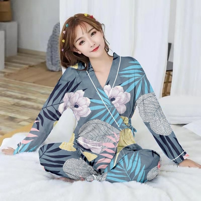 baju tidur kimono/kimono wanita terbaru/kimono lengan panjang katun