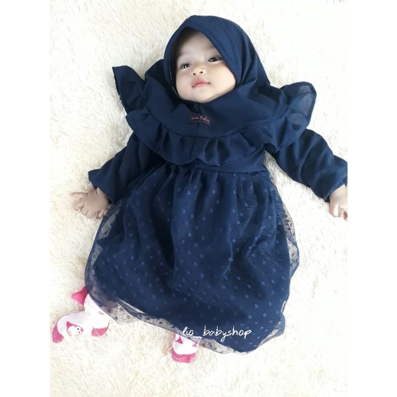 Gamis Bayi Tile Doty Size (6 - 24bulan) | Baju muslim bayi perempuan Bahan Wolfis