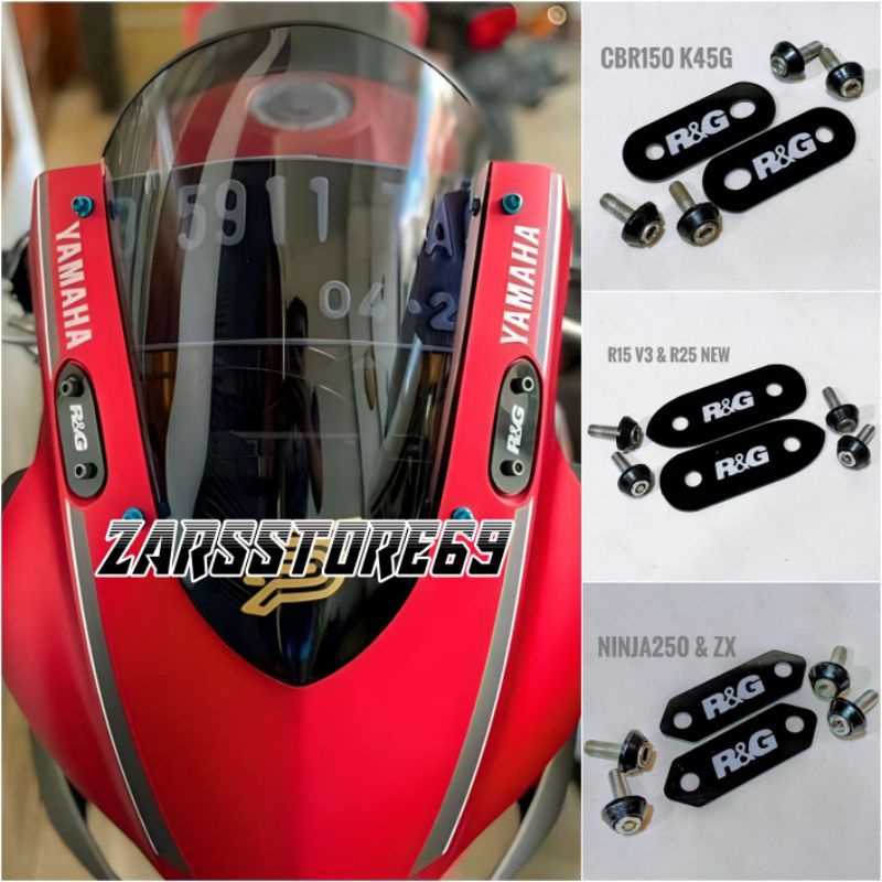 Cover Tutup Spion mirror blanking Model R&G 250R ZX R15 V3 R25 NINJA  CBR 150R ZX