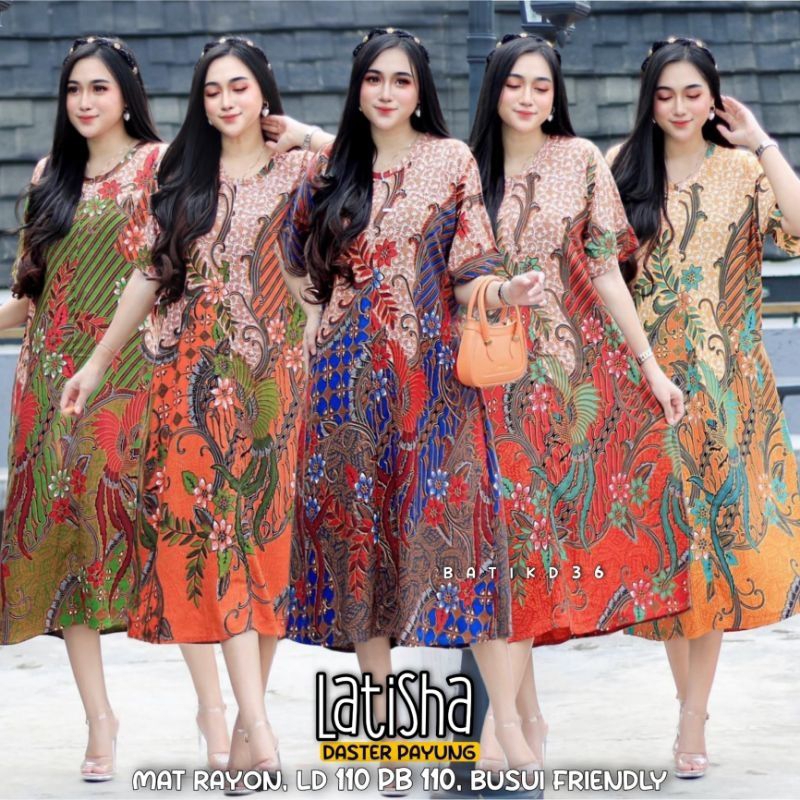 baju tidur daster payung Latisha corak tunas batang pohon modern bahan rayon halus