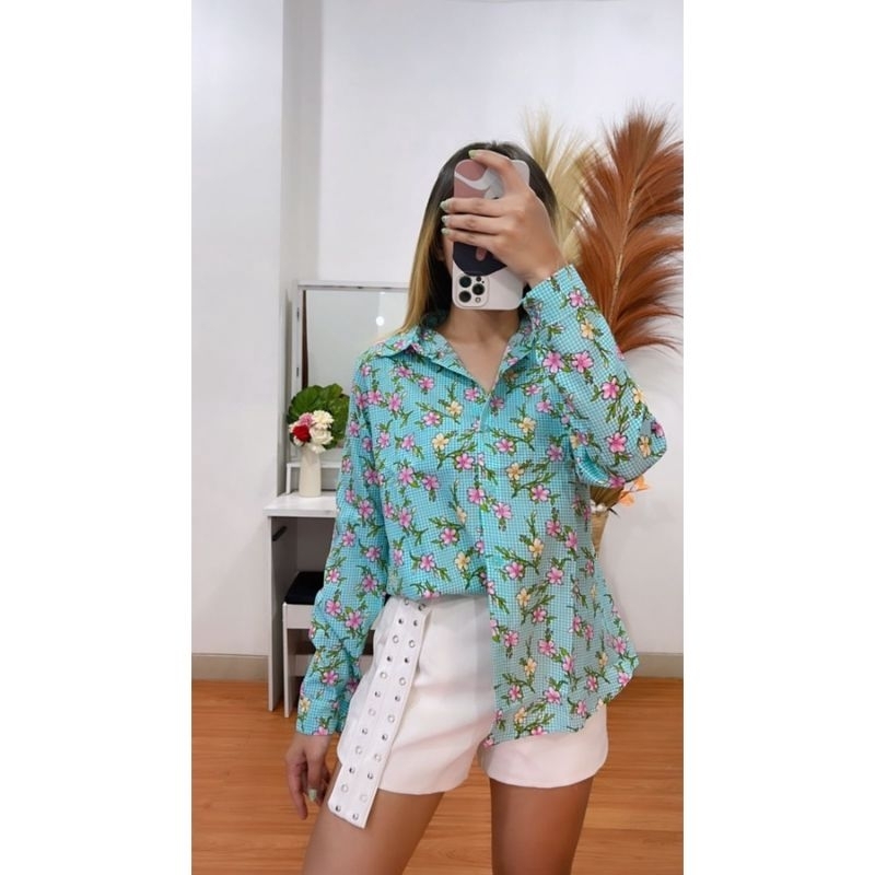 Kemeja bunga bunga wanita/kemeja kembang kembang wanita/kemeja wanita/kemeja motif wanita