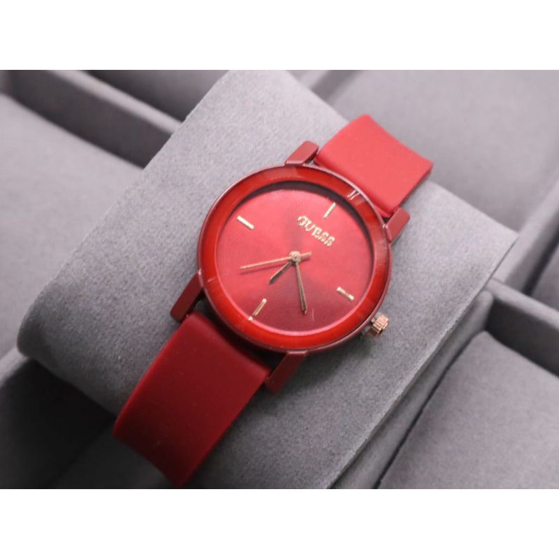 (Terima Cod)Jam Tangan Wanita Gues Bulat New Jarum Strap Karet/Rubber(Dikirim Jakarta)Top