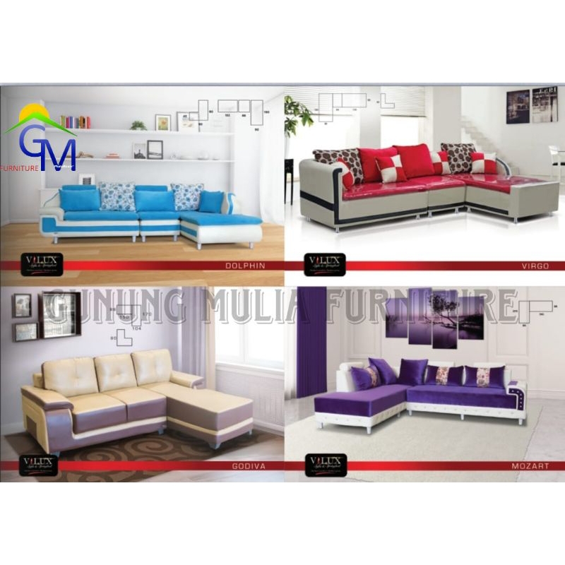 Sofa Sudut / Sofa L  Mewah Merk Vilux