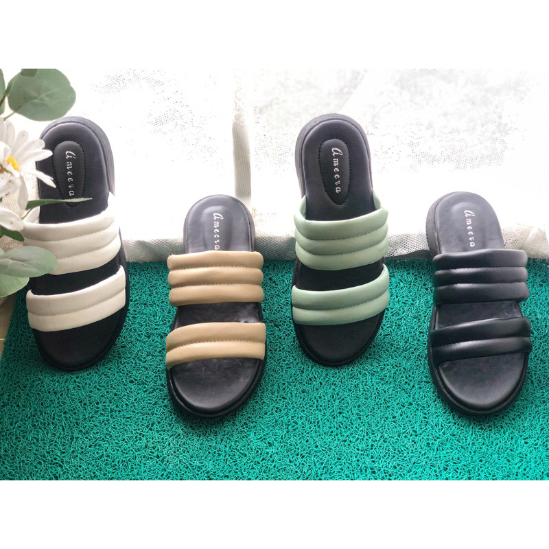 Ameera Sandal Wedges Wanita Sendal SLop Empuk Dan Nyaman Saat digunakan