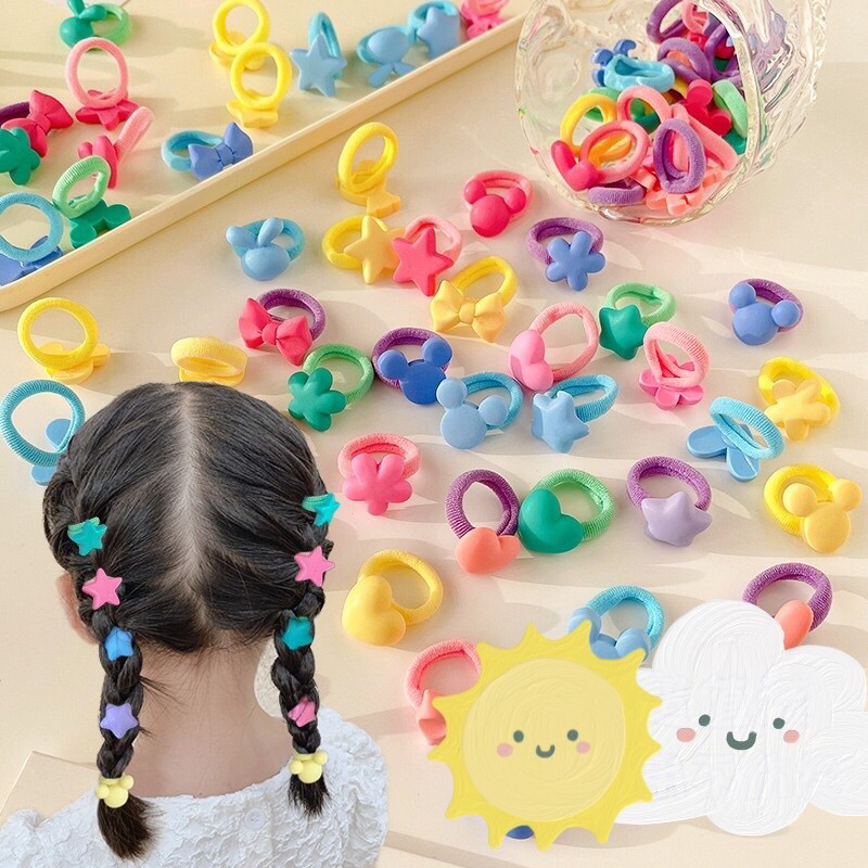 (ISI 10 PCS) KUCIR RAMBUT ANAK GAYA KOREA MOTIF DAN MODEL LUCU/ kucir anak karakter