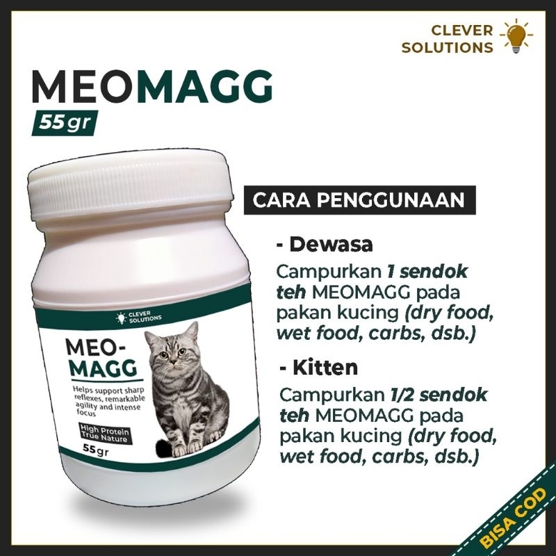 Penambah Nafsu Makan Imun Kucing Anabul Maggot MEOMAGG Vitamin Pelebat Bulu Kucing Protein Tinggi by Clever Solutions