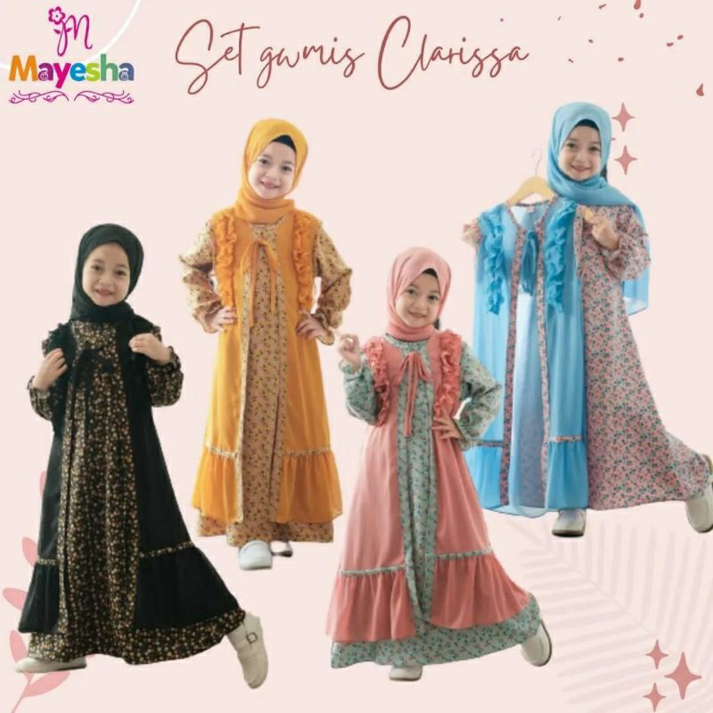 Set Clarissa Bacth 3 setelan gamis anak cewek setelan anak kekinian gamis anak kekinian