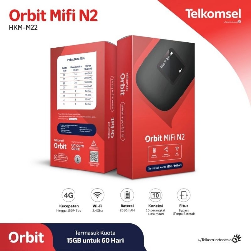 Orbit Telkomsel Mifi M22 / N2 Portable Modem Wifi 4G Bonus Data 15GB