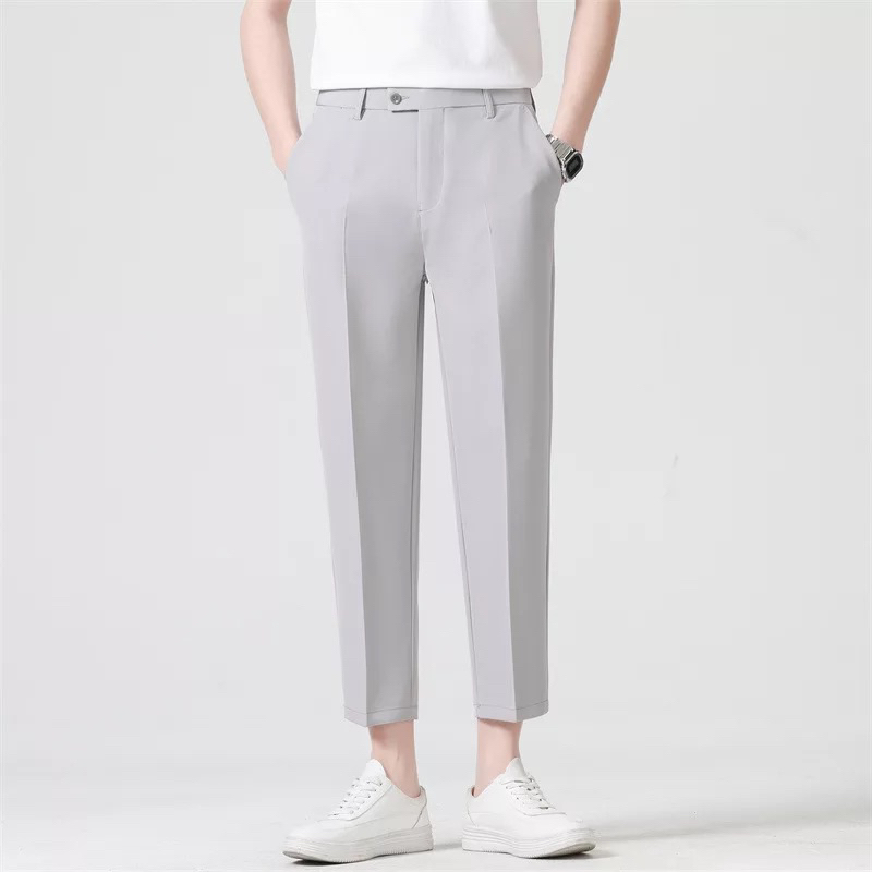 Celana Pria Ankle Pants  Pinggang Gasper - Light Gray