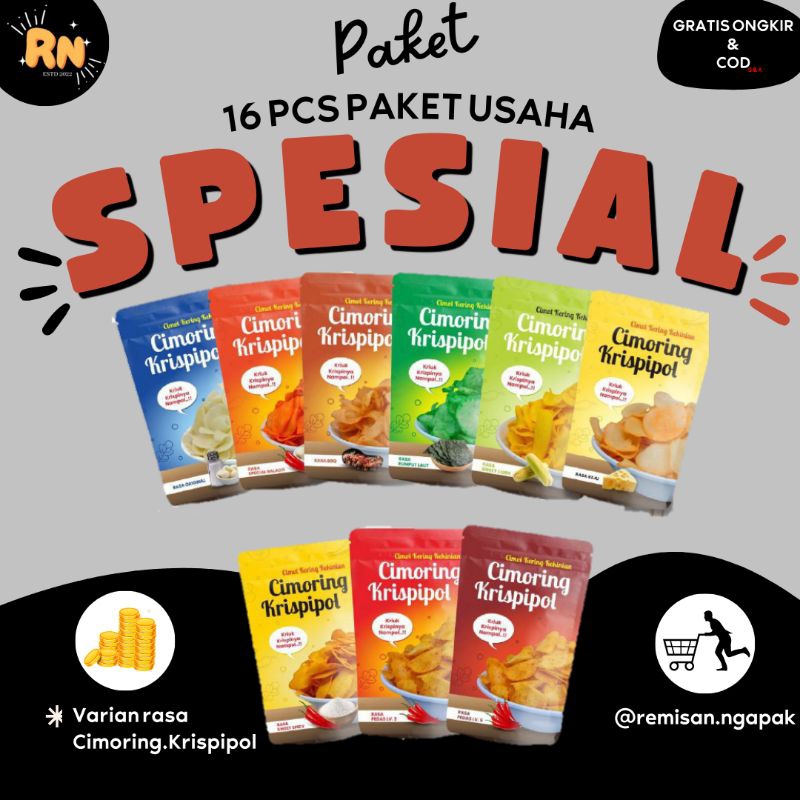 

REMISAN.NGAPAK | CIMORING KRISPIPOL | CIMOL KERING | KRISPINYA NAMPOL 16 PCS