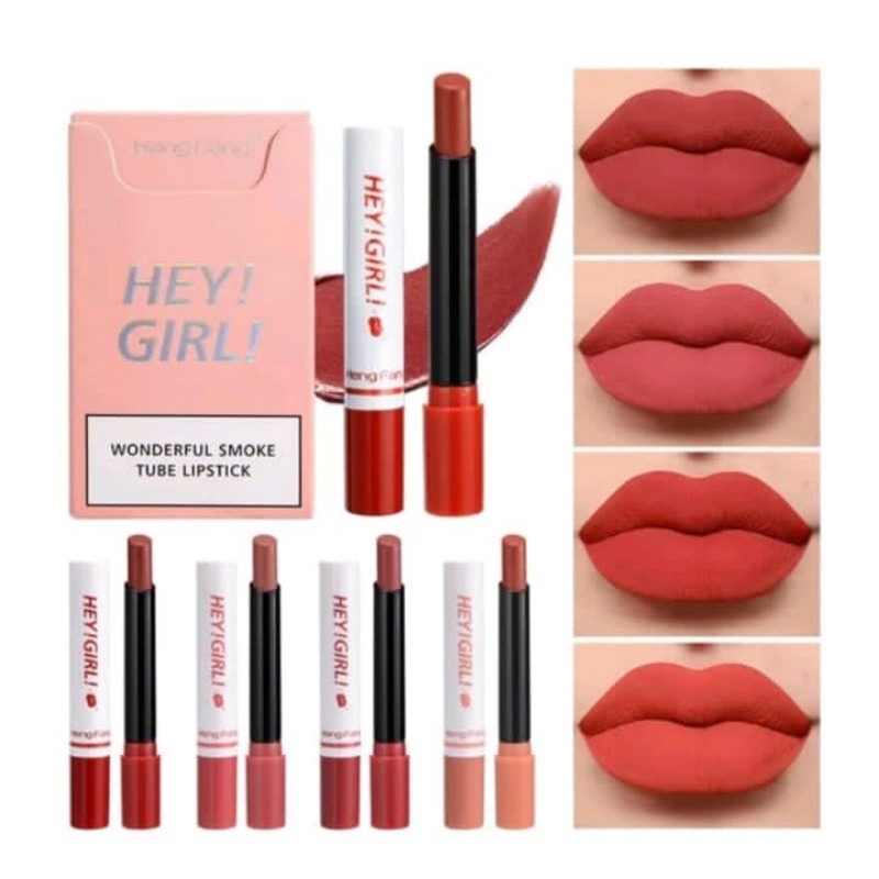 [ DAPAT 4PCS ] Lipstik Korea HeyGirl HengFang 4in1 Tahan Air dan Lama