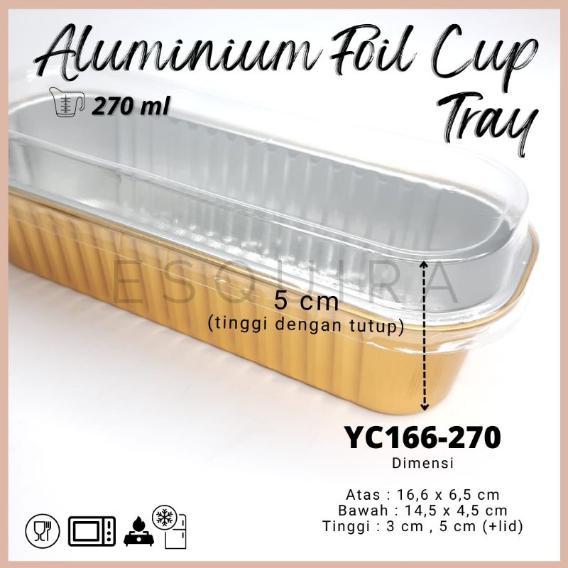 Aluminium Foil Cup Tray Gold + Pet Lid / 10 PCS / YC166-270