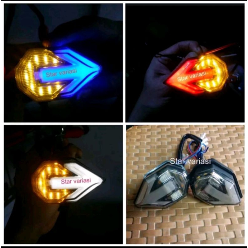 Sen Tempel Lampu Sein Tempel Fairing 2 Warna Model Panah Sein LED 2 In 1