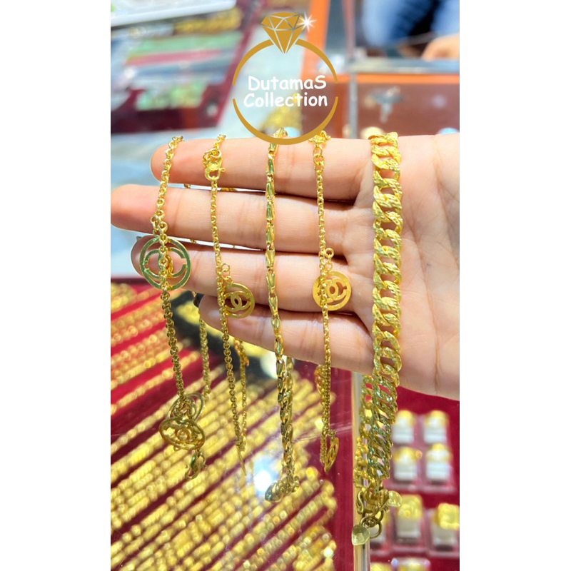 Gelang Kaki Dewasa Banyak Motif Berat 1 - 2 sk Emas Asli Kadar 90%