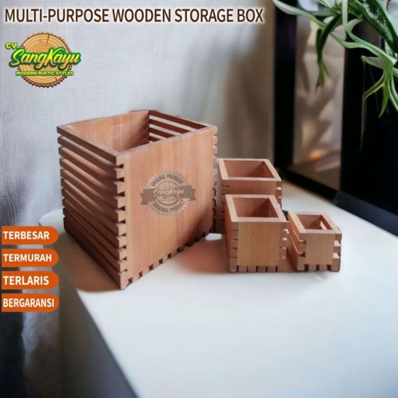 Kotak penyimpanan serbaguna kayu mini wood crate wooden storage box