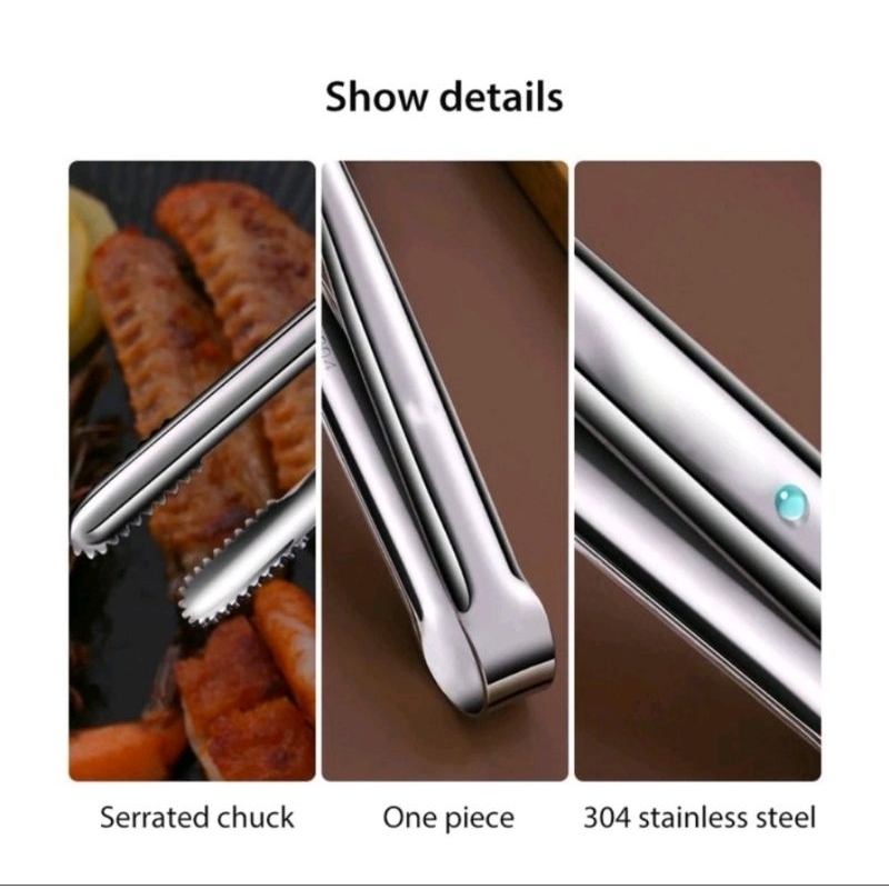 Penjepit Makanan Serbaguna Bahan Stainless Steel Anti Panas for BBQ