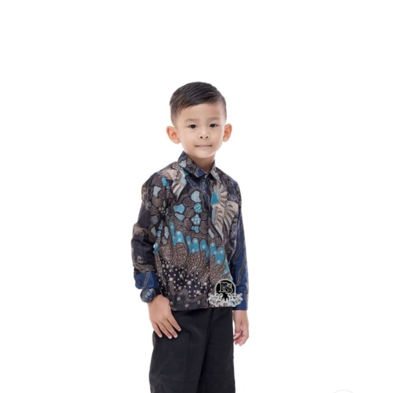 Kemeja Batik Anak Baju Keluarga Couple Ayah Anak Tradisional Indonesia Jawa Batik Produksi Pekalongan03 Motif Manuk Biru03