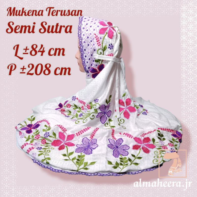 Mukena Bordir Lajuran Semi Sutra Kotak - Mukena Bordir Bunga