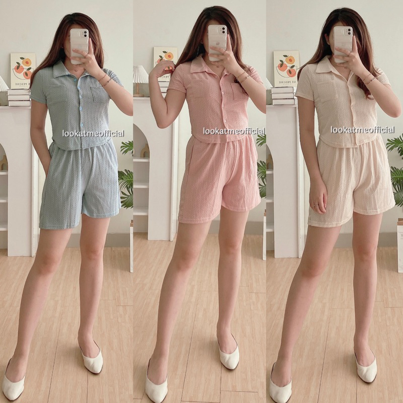 lookatmeofficial • Dahlia Set Wanita Knit Premium Top dan Hotpants-2115