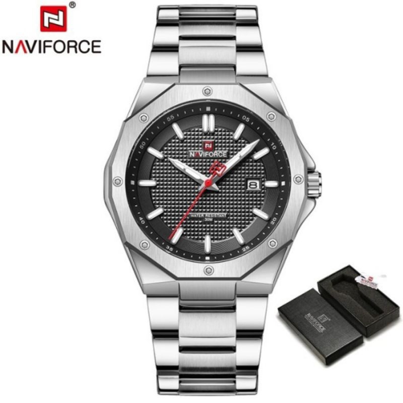 JAM TANGAN PRIA NAVIFORCE 9200 ANALOG ORIGINAL STAINLESS STEEL