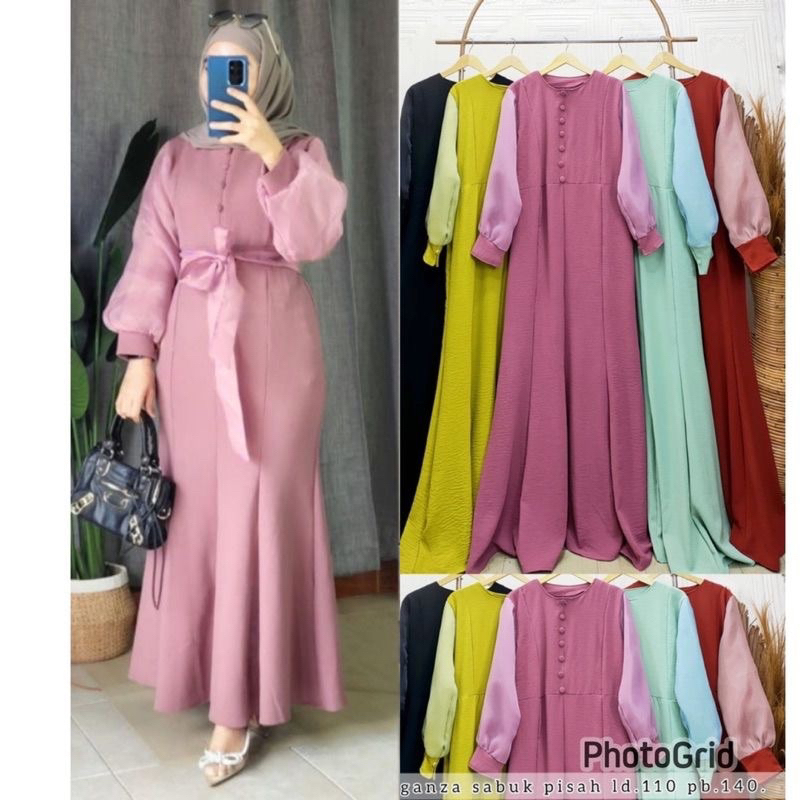 DEA GAMIS DUYUNG PREMIUM CRINKLE MIX ORGANZA . DEA DRESS DUYUNG VIRAL TERBARU GAMIS CRINKLE . DEA GA