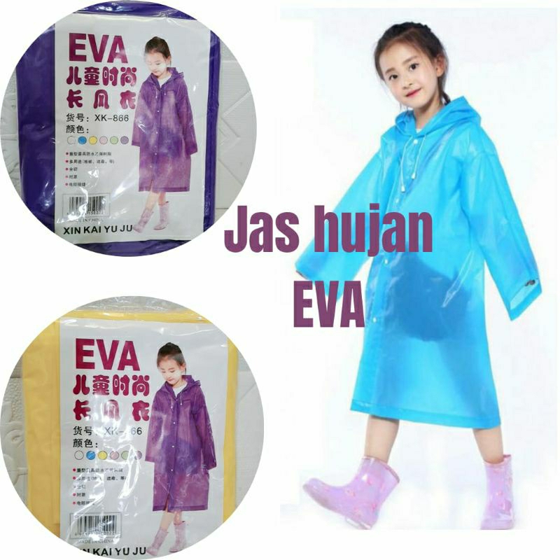 Jas hujan korea Jas hujan anak hoodie ponco lengan panjang polos