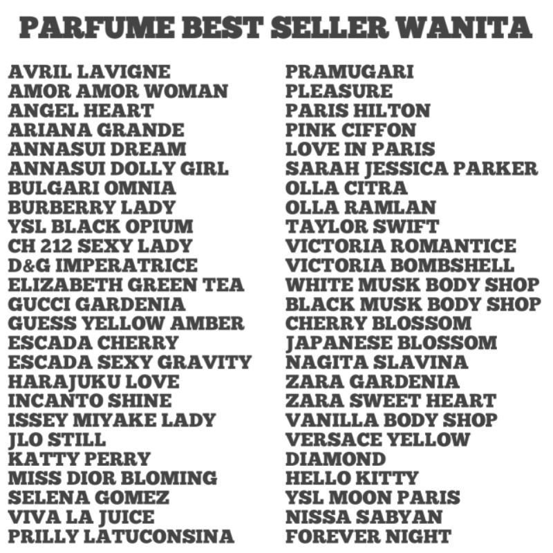 parfum refill aroma bebas request 20ml botol chanel