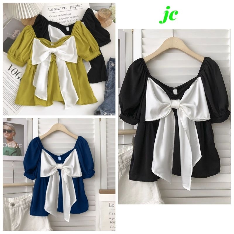 JCTK - Blouse Naila Ribbon / Atasan Wanita Korean Model Terbaru