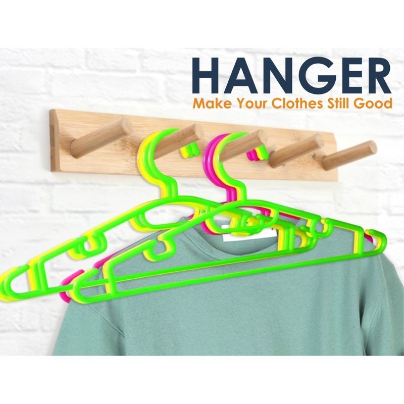 6pcs HANGER GANTUNGAN BAJU MULTIFUNGSI BAHAN PLASTIK TEBAL WARNA WARNI UNTUK DISPLAY PAJANGAN TOKO G