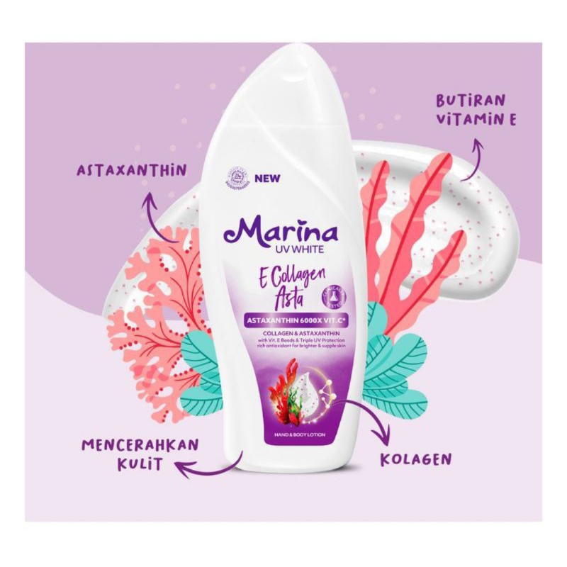 Marina Hand Body Lotion Uv White E Collagen Asta 185ml