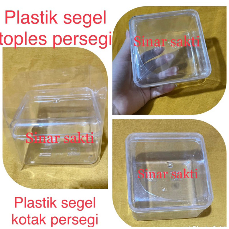 plastik segel toples kotak persegi / plastik segel toples nastar kotak