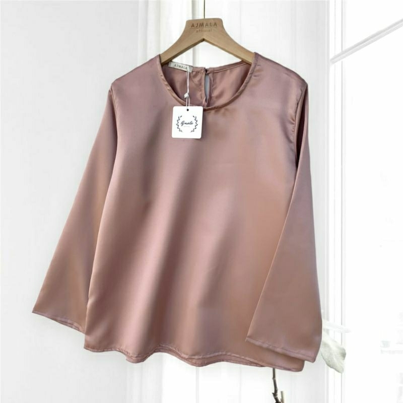 Blouse inner outer brokat / blus polos satin / Atasan polos Ajmala