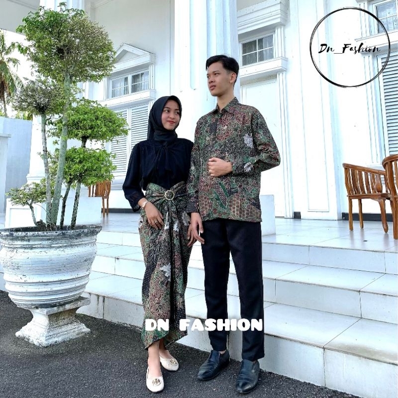 MOTIF AUREL GREEN/KEMEJA BATIK/COUPLE KEMEJA BATIK/KEMEJA BATIK ANAK/ROK LILIT BATIK/ROK PLISKET BATIK