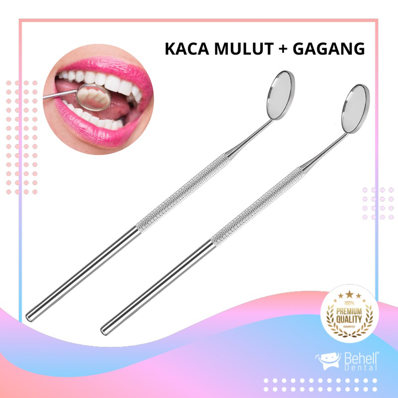 KACA MULUT GIGI BEHEL KACA MULUT SS + GAGANG ANTI KARAT ALAT KEDOKTERAN - DENTAL MIRROR BESI STAINLESS STEEL No 4 - Kaca Ortho Untuk Melihat Lihat Karang Gigi Plak , mulut dan Behel BEHELLDENTAL