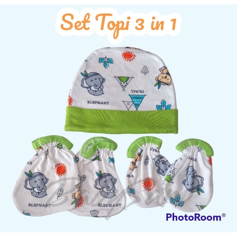 Set Topi 3in1 || Topi dan Sarung tangan dan kaki Mamimu Premium Quality || Kupluk Bayi Set Sarung Tangan dan Kaki