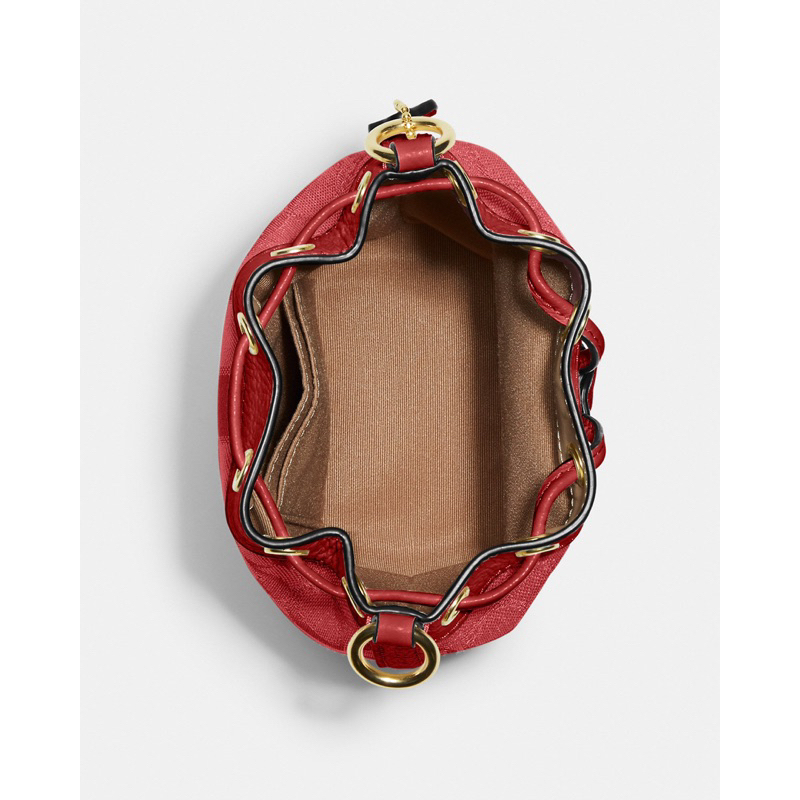 Coach Mini Dempsey Bucket Bag In Signature Jacquard With Stripe And Coach Patch (C8322)