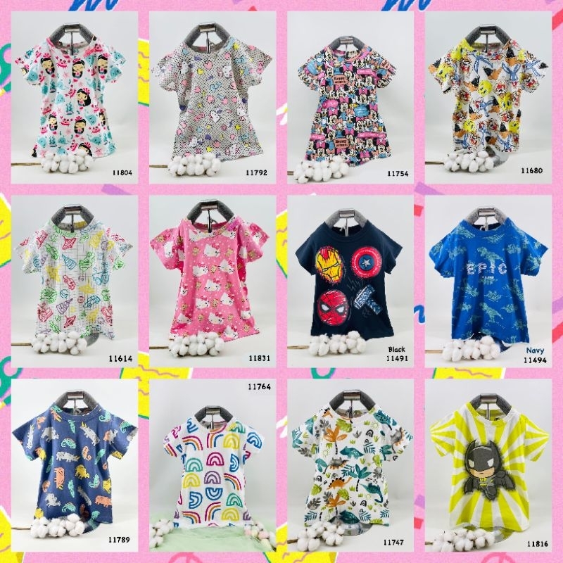 SALE 100Rb 3 PCS KAOS ANAK FULL PRINT 4-8TAHUN 100% KATUN PREMIUM MOTIF RANDOM