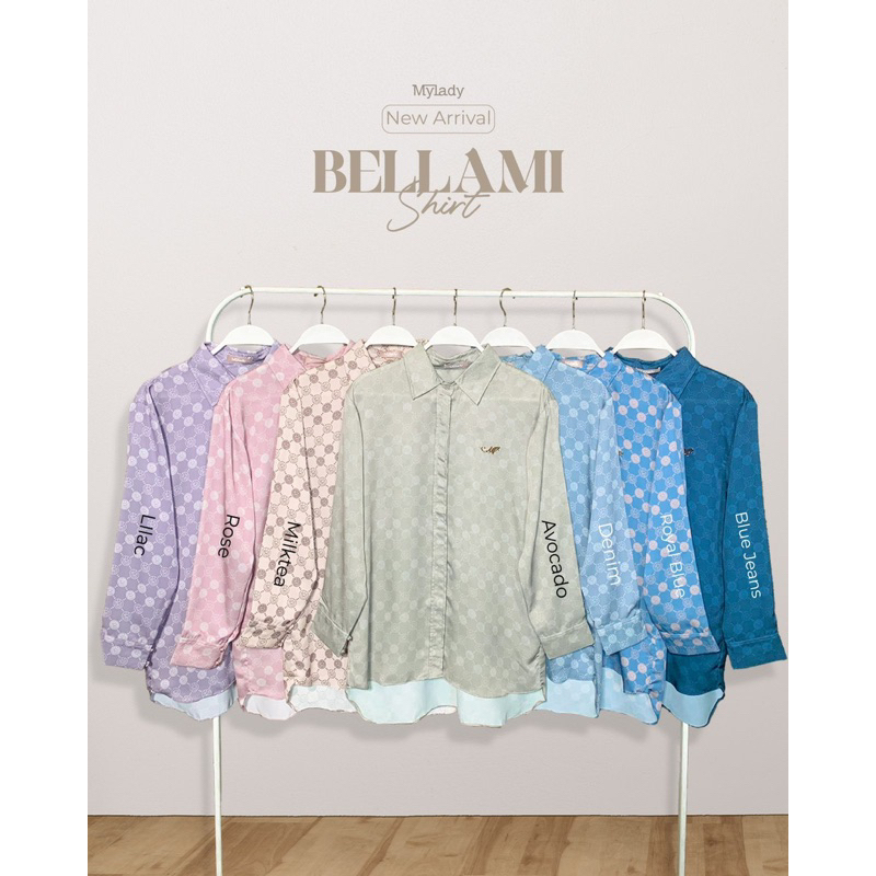 Mylady BELLAMI SHIRT PART 2 | BLOUSE KEMEJA ATASAN WANITA PRINTING MOTIF MONOGRAM MY LADY | Rora Gal