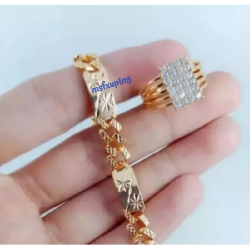 perhiasan gelang tangan free cincin model full permata anti luntur