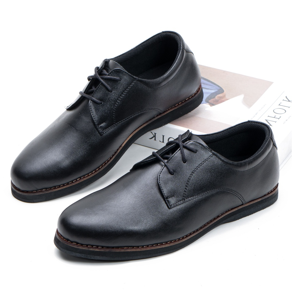 MORALIST OXFORD - Sepatu Pantofel Pria Formal Kulit Asli Pantopel Premium Berkualitas Warna Hitam MD331 HT