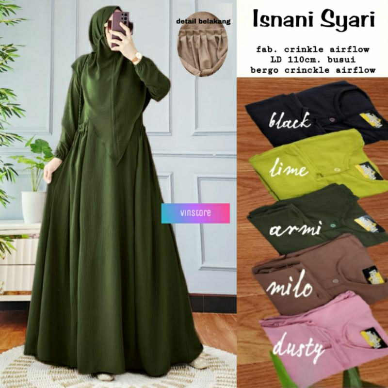 Baju gamis wanita isnani syar'i by vinstore