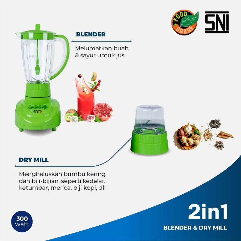 HARGA PROMO!! Blender Miyako 151 PFAP 2 IN 1 Plastik BL- 151 PF/AP - Hijau Terang