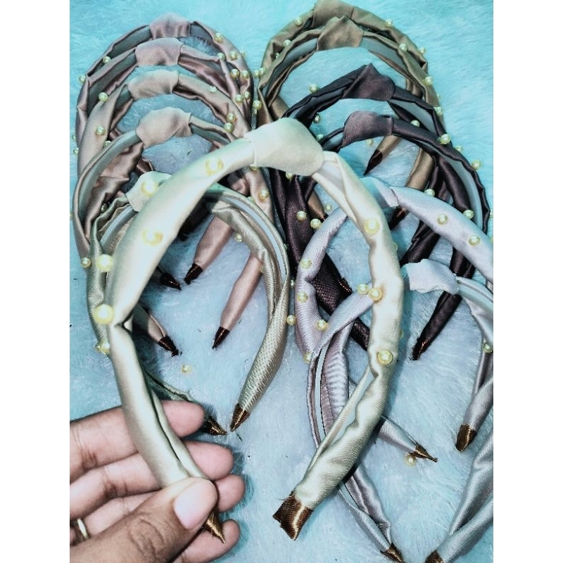 Bando silang mutiara / bando cantik mutiara