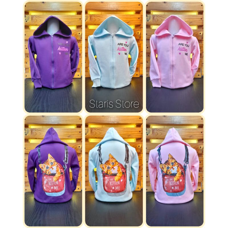 Model Terbaru/Jaket Anak Perempuan Cat Kitten/Kids Jacket/Jaket Anak Perempuan 7 Tahun/Jaket Anak Pe