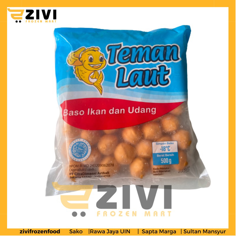 

Baso ikan dan udang teman laut 500g / teman laut / frozen food