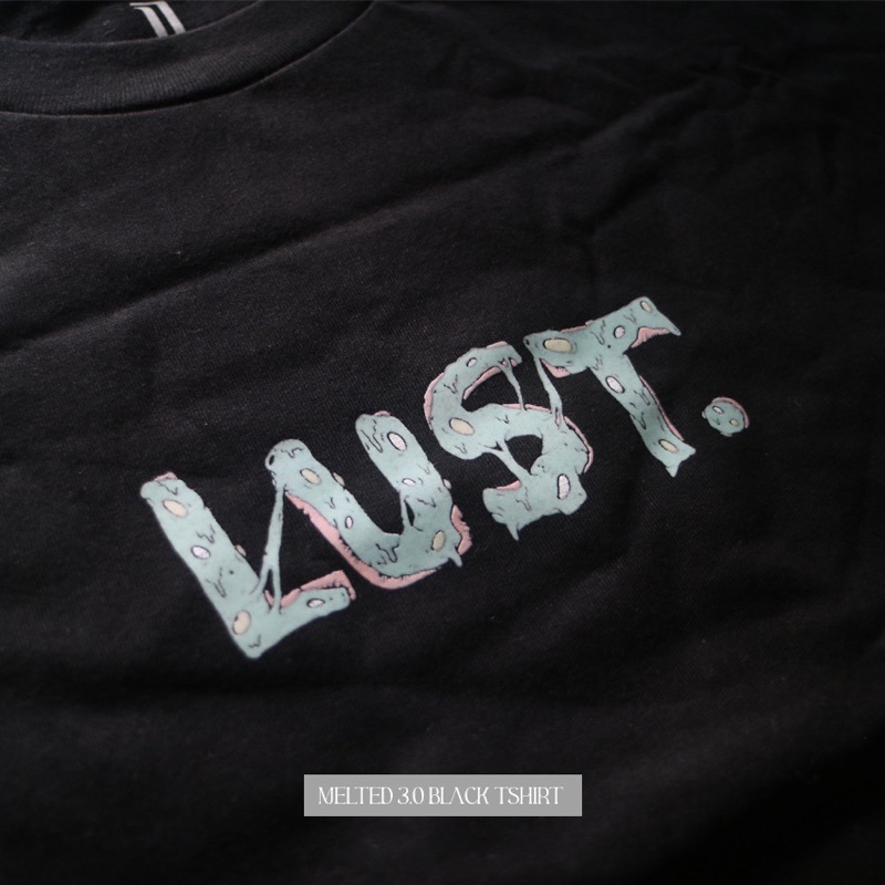 Lust. Melted 3.0 black t-shirt with color changing effects