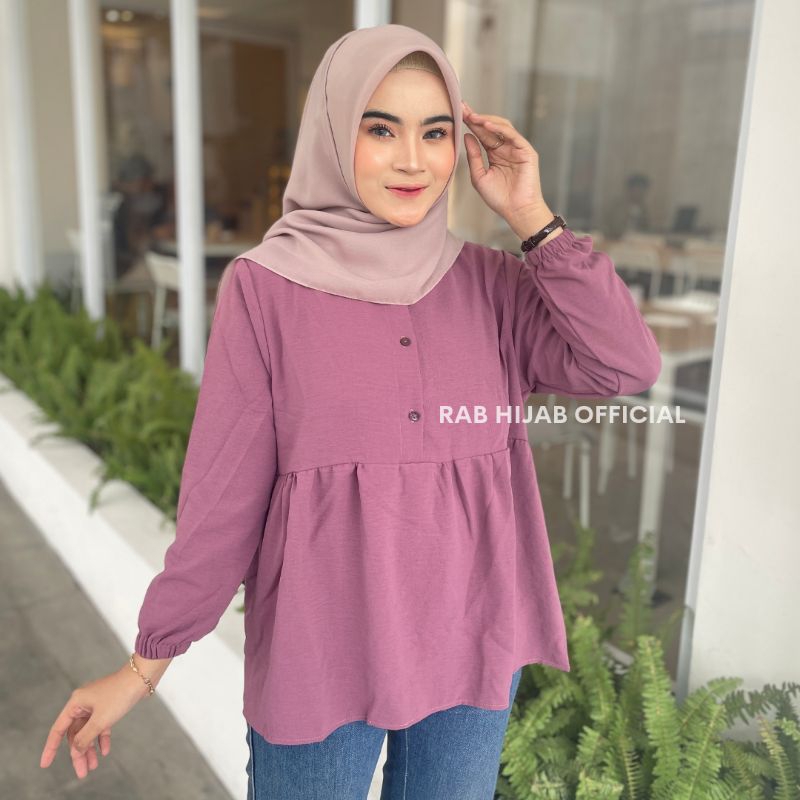 Haifa Blouse Atasan Kemeja Basic Polos Wanita Crinkle Airflow Premium