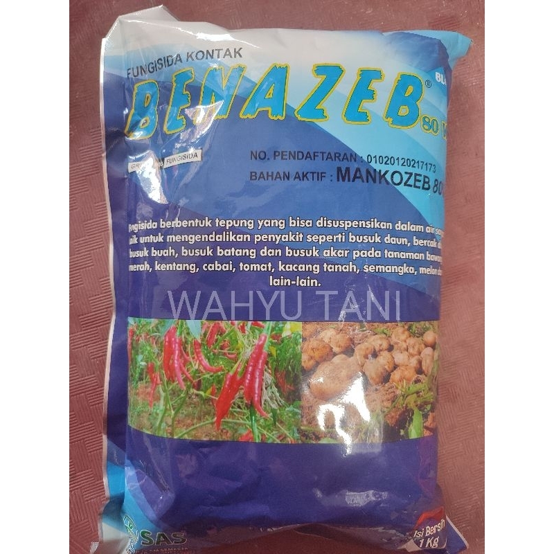 BENAZEB 80 WP BUBUK BIRU FUNGISIDA KONTAK BAHAN AKTIF MANKOZEB 1 KG