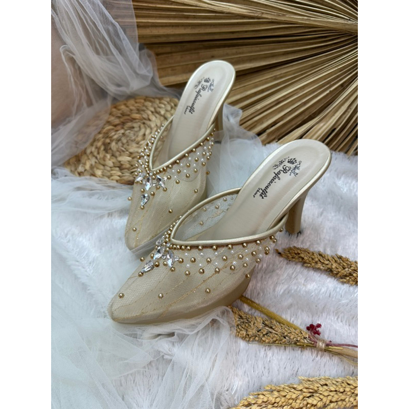 sepatu Yohanda wedding wanita gold 9cm lancip