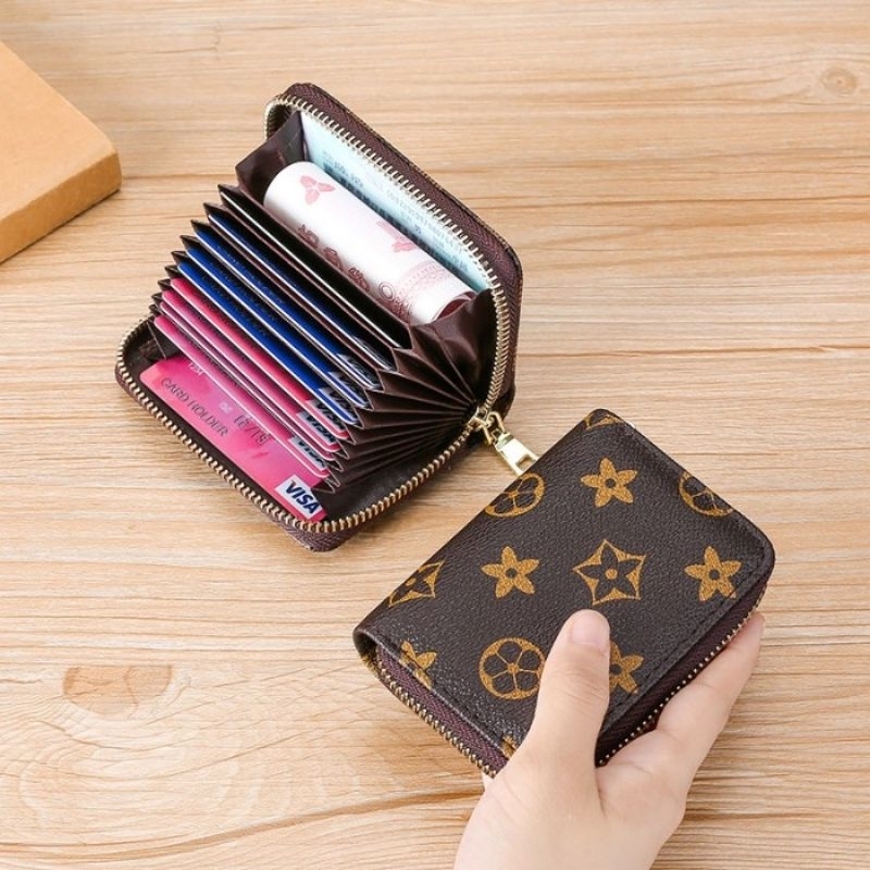 [COD] DOMPET KARTU FASHION ALA KOREA PREMIUM IMPORT BAHAN PU MOTIF KOTAK KOTAK BUNGA DOMPET ATM